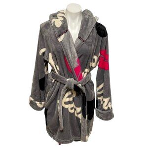 Betsey Johnson Pop Art Love Plush Tie Robe Pockets Size M/L